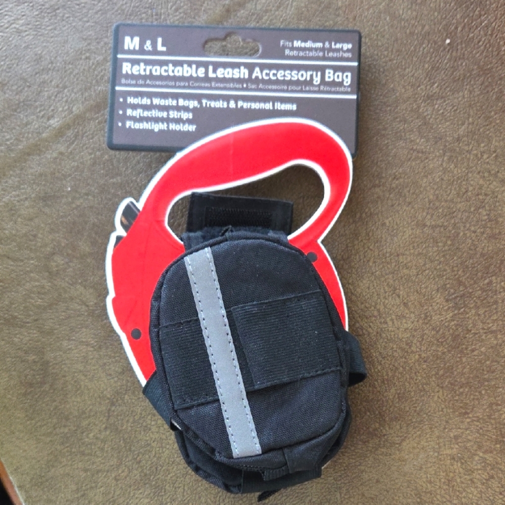 Black Retractable Leash Accessory Bag Fits Size M & L Retractable Leashes
